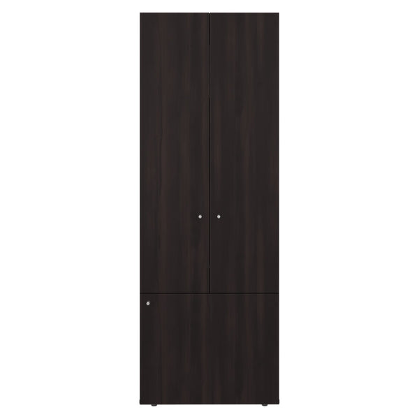 English Elm Closet Set Three Piece Wardrobe System with Eight Shelves and Seven Doors Dark Walnut B097S00286