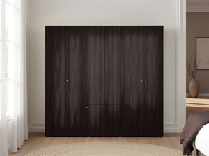 English Elm Modular Wardrobe Storage System Three Piece Dark Walnut Cabinet with Built in Hanging Rod B097S00287