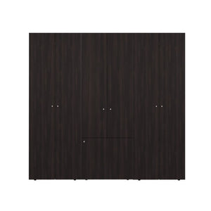 English Elm Modular Wardrobe Storage System Three Piece Dark Walnut Cabinet with Built in Hanging Rod B097S00287