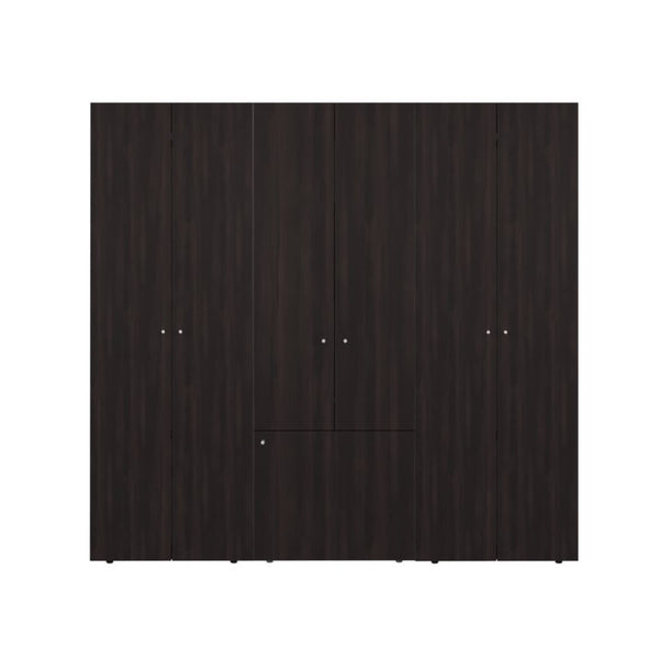 English Elm Modular Wardrobe Storage System Three Piece Dark Walnut Cabinet with Built in Hanging Rod B097S00287
