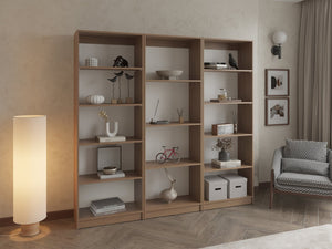 English Elm Modular Oak Finish Three Piece Open Shelf Bookcase Set for Home Office Living Room B097S00289