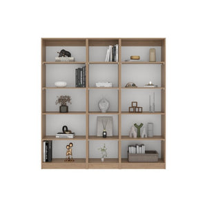 English Elm Bookcase Set of 3 Modular Open Shelf Towers for Minimalist Living Room Display B097S00296
