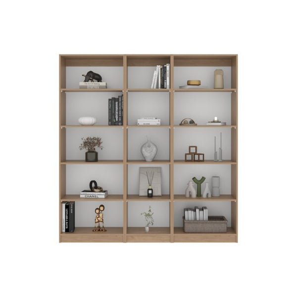 English Elm Bookcase Set of 3 Modular Open Shelf Towers for Minimalist Living Room Display B097S00296