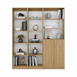 English Elm Bookcase Set 3 Piece Natural Oak Modular Wall Unit Open Shelving with Cabinet Storage B097S00301