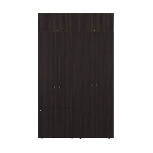 English Elm Closet Storage System 4-Piece Modular Wardrobe with Seven Doors in Dark Walnut Finish B097S00303