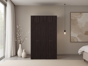 English Elm Closet Wardrobe System 4-Piece Modular Set with Hanging Rod in Dark Walnut Finish B097S00304