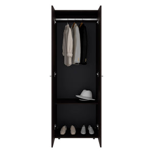 English Elm Closet Wardrobe System 4-Piece Modular Set with Hanging Rod in Dark Walnut Finish B097S00304