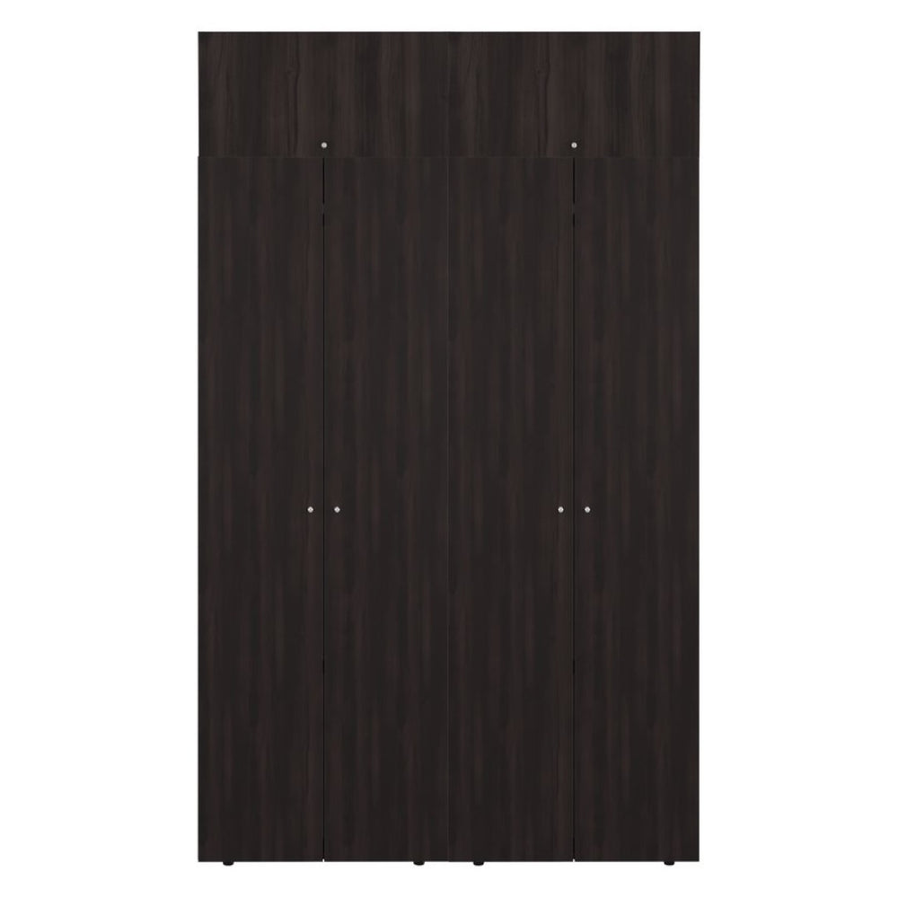 English Elm Closet Wardrobe System 4-Piece Modular Set with Hanging Rod in Dark Walnut Finish B097S00304