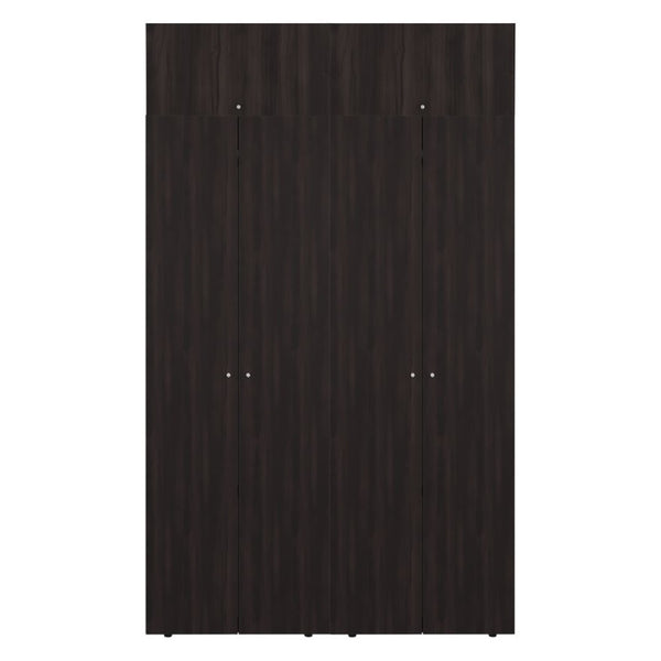English Elm Closet Wardrobe System 4-Piece Modular Set with Hanging Rod in Dark Walnut Finish B097S00304