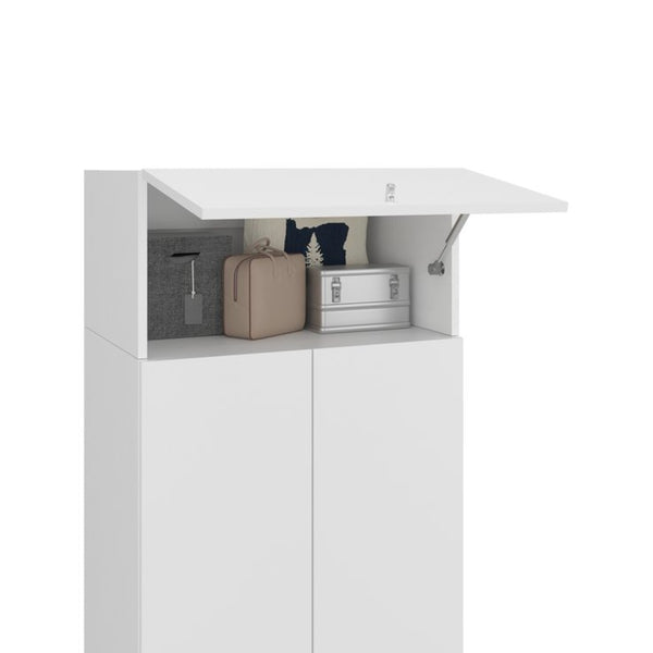 English Elm Closet Wardrobe System 4-Piece Modular Set with Hanging Rod in Dark Walnut Finish B097S00304