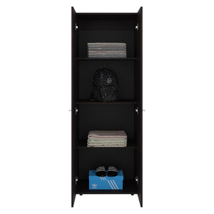 English Elm Closet Wardrobe System 4-Piece Modular Set with Hanging Rod in Dark Walnut Finish B097S00304