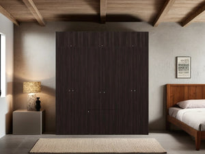 English Elm Modular Closet System Six Piece Dark Walnut Built-In Style with Shelves and Doors B097S00306
