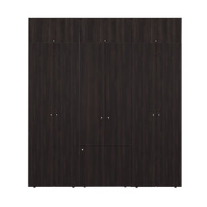 English Elm Modular Closet System Six Piece Dark Walnut Built-In Style with Shelves and Doors B097S00306