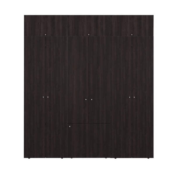 English Elm Modular Closet System Six Piece Dark Walnut Built-In Style with Shelves and Doors B097S00306