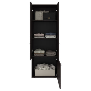 English Elm Modular Closet System Six Piece Dark Walnut Built-In Style with Shelves and Doors B097S00306