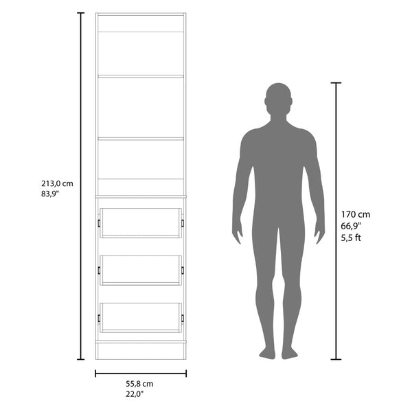 English Elm Free Standing Closet Tall Engineered Wood 3 Shelves 3 Drawers Minimalist Bedroom B097S00307