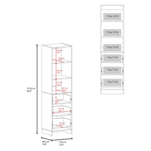 English Elm Free Standing Closet Tall Engineered Wood 3 Shelves 3 Drawers Minimalist Bedroom B097S00307
