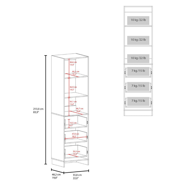 English Elm Free Standing Closet Tall Engineered Wood 3 Shelves 3 Drawers Minimalist Bedroom B097S00307
