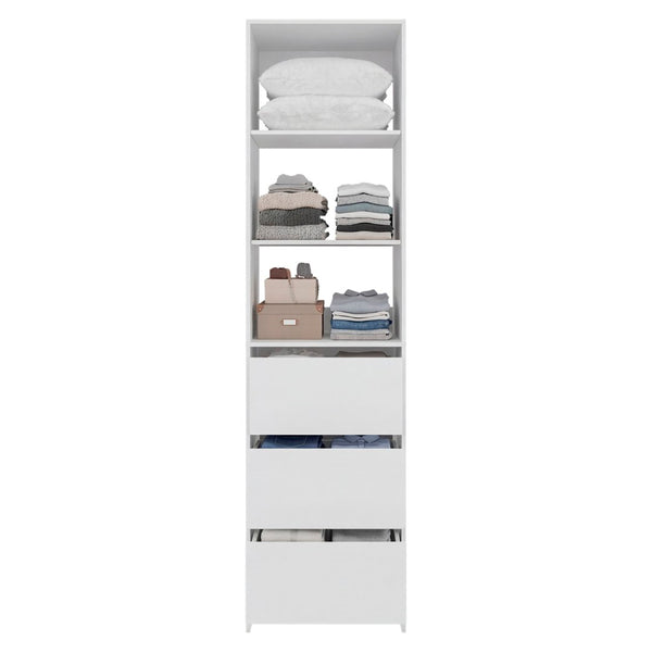 English Elm Free Standing Closet Tall Engineered Wood 3 Shelves 3 Drawers Minimalist Bedroom B097S00307