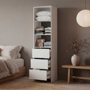 English Elm Free Standing Closet Tall Engineered Wood 3 Shelves 3 Drawers Minimalist Bedroom B097S00307
