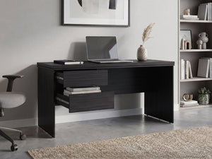 English Elm Home Office Desk with Dual Drawers Engineered Wood Black Wengue Work Surface B097S00308