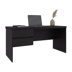English Elm Home Office Desk with Dual Drawers Engineered Wood Black Wengue Work Surface B097S00308