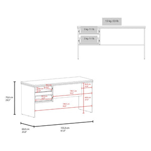English Elm Home Office Desk with Dual Drawers Engineered Wood Black Wengue Work Surface B097S00308