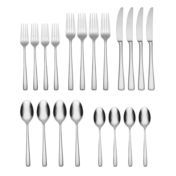 Lenox Doublet 20 Piece Stainless Steel Flatware Set with Mirror Polish for Everyday Dining B1013020AL20