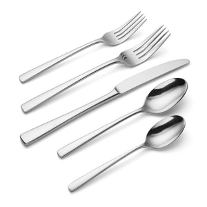 Lenox Doublet 20 Piece Stainless Steel Flatware Set with Mirror Polish for Everyday Dining B1013020AL20
