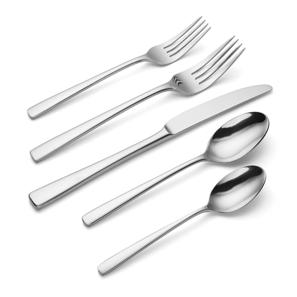 Lenox Doublet 20 Piece Stainless Steel Flatware Set with Mirror Polish for Everyday Dining B1013020AL20