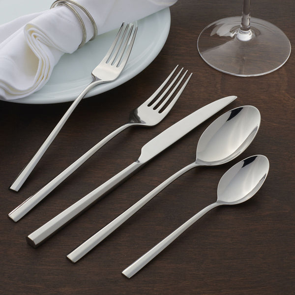Lenox Doublet 20 Piece Stainless Steel Flatware Set with Mirror Polish for Everyday Dining B1013020AL20