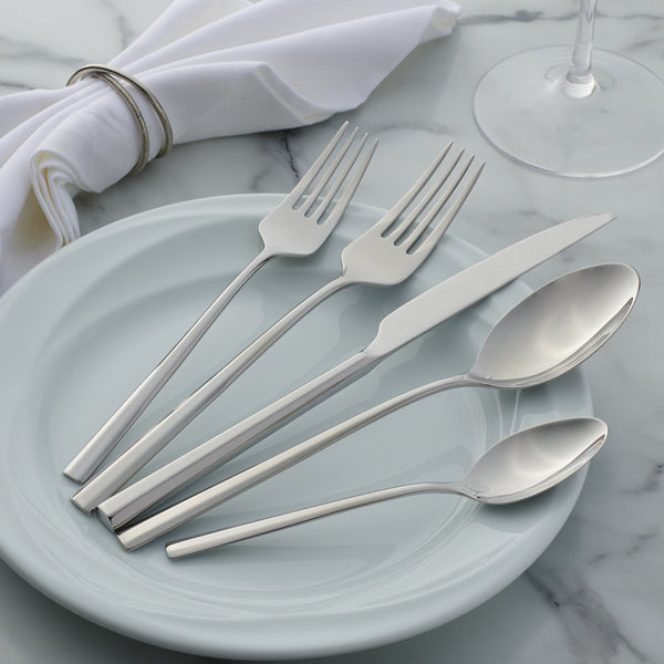 Lenox Doublet 20 Piece Stainless Steel Flatware Set with Mirror Polish for Everyday Dining B1013020AL20