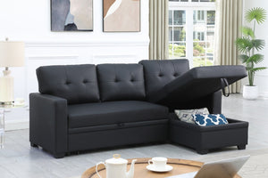 English Elm Replacement- Upholstered Sleeper Sectional with Storage Chaise for Compact Living Spaces B102P553578