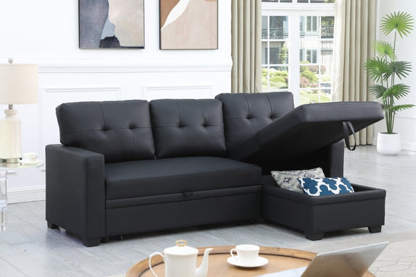 English Elm Replacement- Upholstered Sleeper Sectional with Storage Chaise for Compact Living Spaces B102P553578