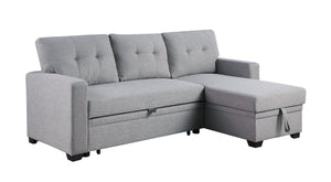 English Elm Convertible Sectional Sofa with Twin Sleeper Chaise and Built-In Storage for Guests B102S00100