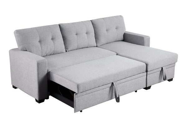 English Elm Convertible Sectional Sofa with Twin Sleeper Chaise and Built-In Storage for Guests B102S00100