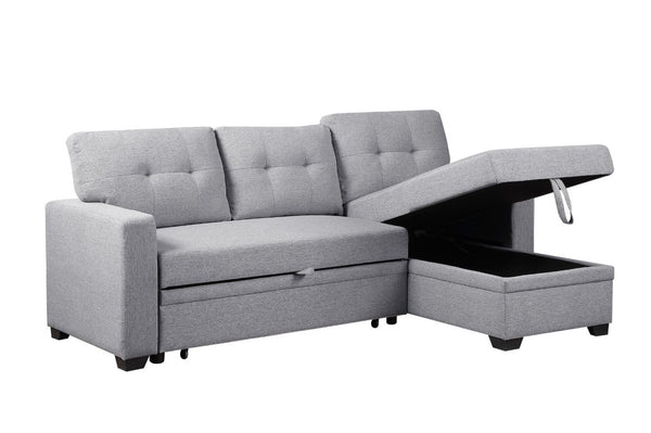 English Elm Convertible Sectional Sofa with Twin Sleeper Chaise and Built-In Storage for Guests B102S00100