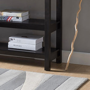 English Elm Sofa Console Table with Two Drawers Open Shelves Espresso Finish Slim Entryway Design B107P545312