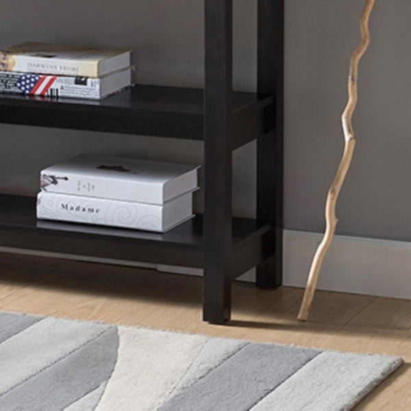 English Elm Sofa Console Table with Two Drawers Open Shelves Espresso Finish Slim Entryway Design B107P545312