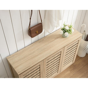 English Elm Vented Louvered Cabinet with Seven Shelves Coastal Farmhouse Entryway Storage Piece B107P545320