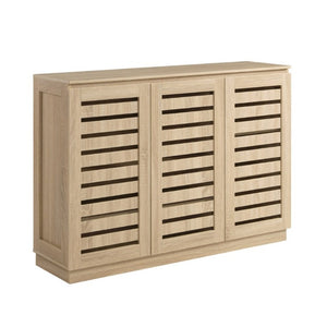 English Elm Vented Louvered Cabinet with Seven Shelves Coastal Farmhouse Entryway Storage Piece B107P545320