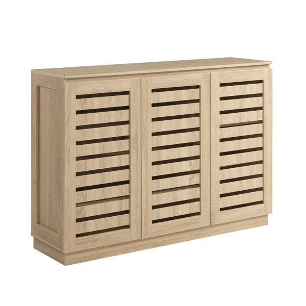 English Elm Vented Louvered Cabinet with Seven Shelves Coastal Farmhouse Entryway Storage Piece B107P545320