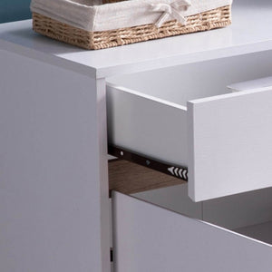English Elm Shoe Cabinet Entryway Organizer with Drawer Four Shelves Handleless Modern Two Tone B107P545326