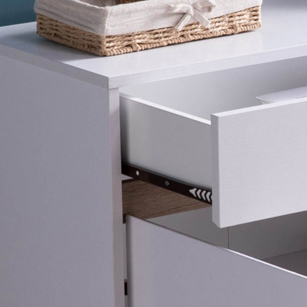 English Elm Shoe Cabinet Entryway Organizer with Drawer Four Shelves Handleless Modern Two Tone B107P545326