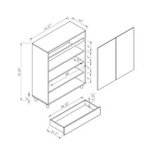 English Elm Shoe Cabinet Entryway Organizer with Drawer Four Shelves Handleless Modern Two Tone B107P545326