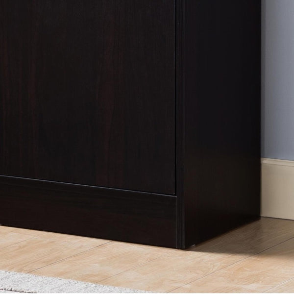 English Elm Two Door Entryway Shoe Cabinet with Beveled Top Adjustable Shelves and Metal Knobs Espresso B107P547225