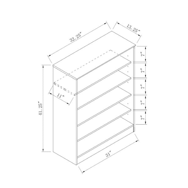 English Elm Two Door Entryway Shoe Cabinet with Beveled Top Adjustable Shelves and Metal Knobs Espresso B107P547225