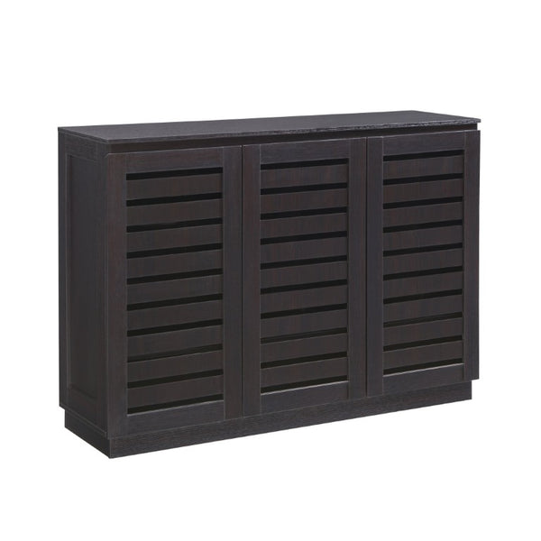 English Elm Vented Shutter Door Espresso Cabinet with Seven Shelves for Entryway or Dining Room B107P556646