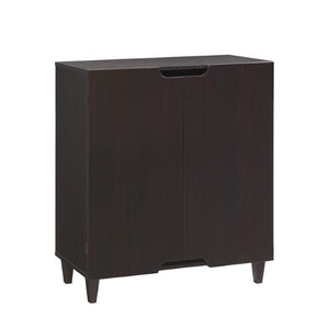 English Elm Two Door Entryway Shoe Cabinet with Vented Panels Tapered Legs and Espresso Finish B107P556647
