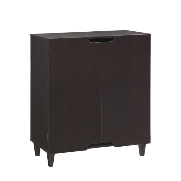 English Elm Two Door Entryway Shoe Cabinet with Vented Panels Tapered Legs and Espresso Finish B107P556647